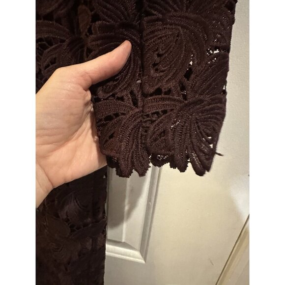 LOFT Lace Dress Womens 6 Purple Floral Overlay 3/4 Sleeve Party Cocktail Plum - Picture 4 of 5